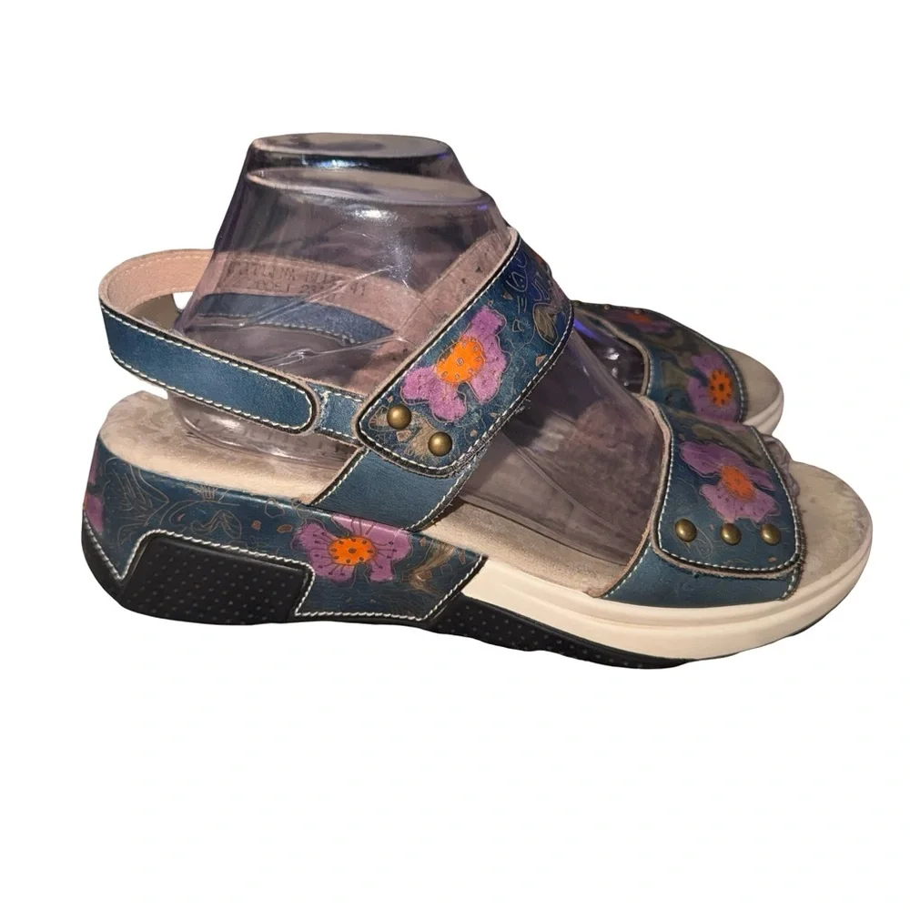 Spring Step L’Artiste Cattlina Leather Sandals Floral Women’s EU 41‎ US 10–10.5
